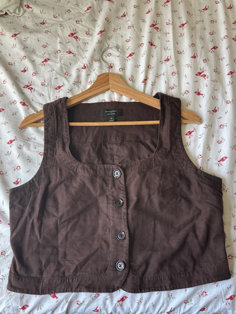 Banana Republic Brown Button-Front Crop Tank